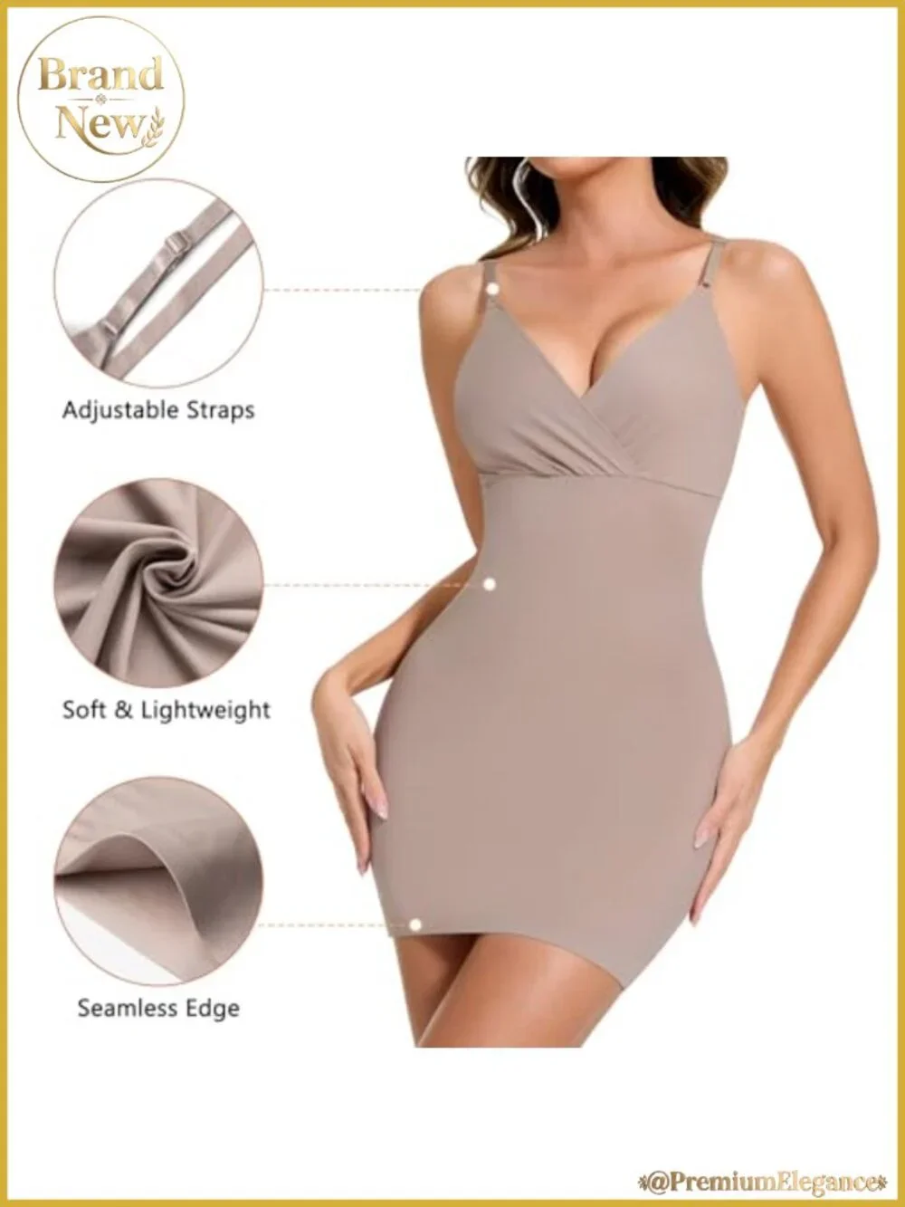 Shapewear Slip Dress for Women V-Neck Tummy Control Full Slip